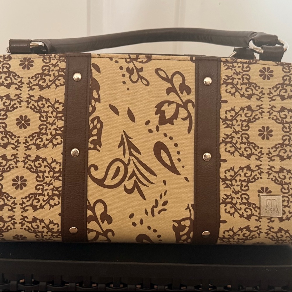 Miche Beige and Brown Floral Paisley Tote